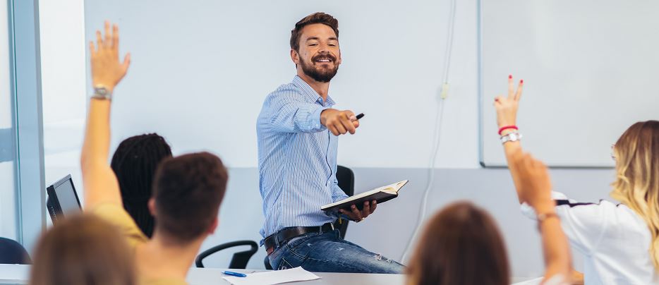 Lecturer in a classroom